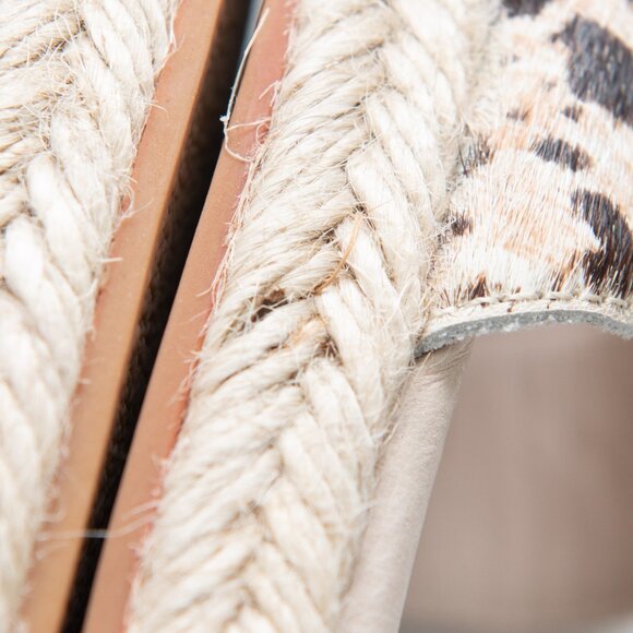 J/Slides Rosie Sandals Calf Hair Espadrille Leopard Print Tan Brown Size 8 NWOT - Picture 9 of 10